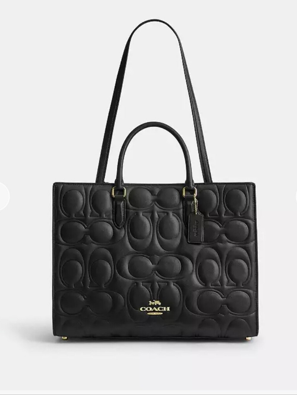 Coach Black Signature Leather Maggie Tote Bag Large